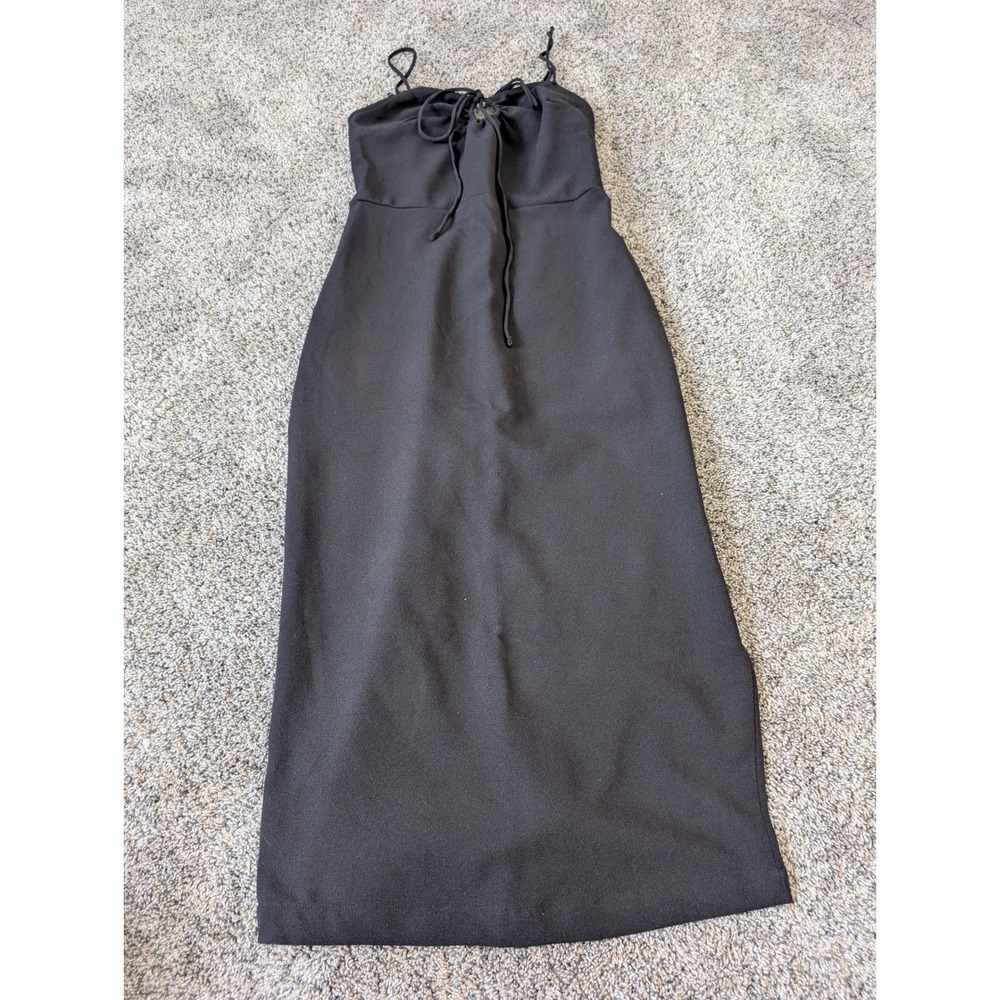 Abercrombie & Fitch Black Keyhole Tie Front Midi Dress Small NWOT Sleeveless